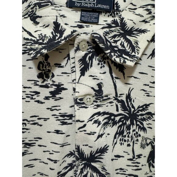 Vintage Polo Ralph Lauren Mens Hawaiian Polo Shirt size XL Floral Palm Trees 90s - Picture 4 of 11